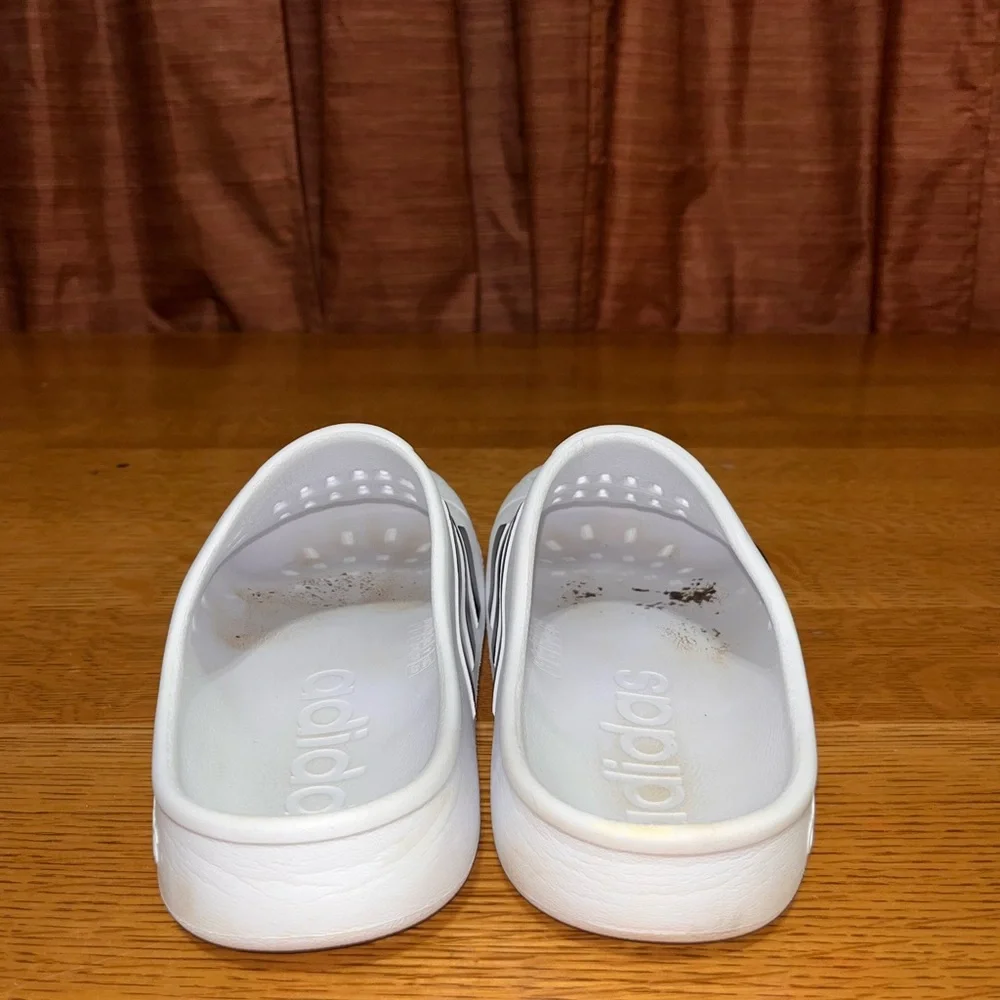 ADIDAS ADILETTE CLOG SLIDES White/Black 3 Stripes Shoes Men Sz 7 Women sz 9